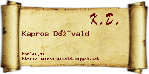 Kapros Dévald névjegykártya